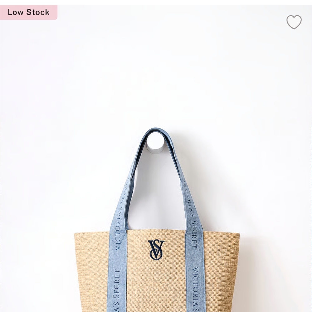 Victoria's Secret Tan and Blue Classic Tote